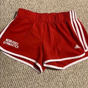 Red adidas Nebraska shorts